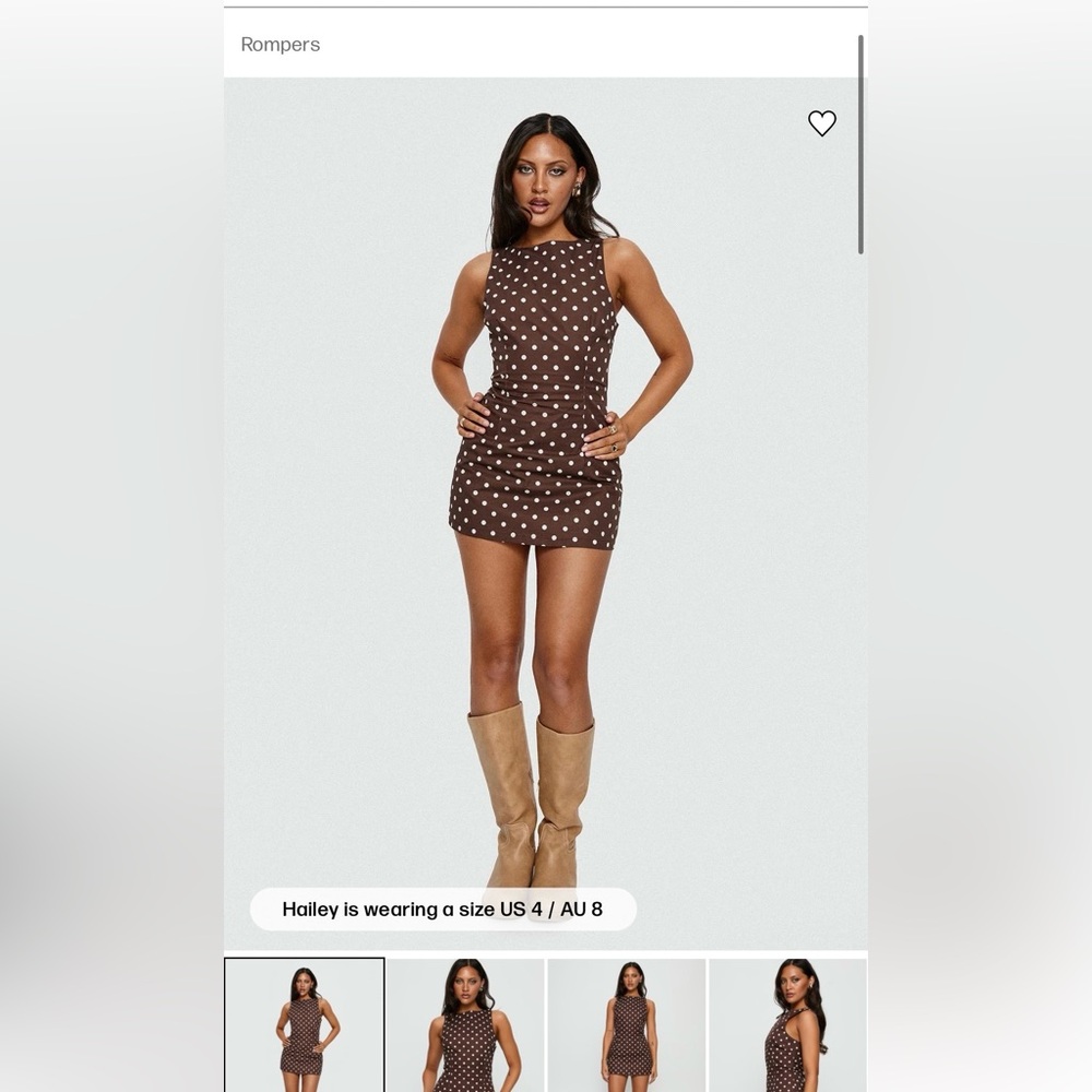 NWT Princess Polly Brown Polka Dot Sleeveless Mini Dress